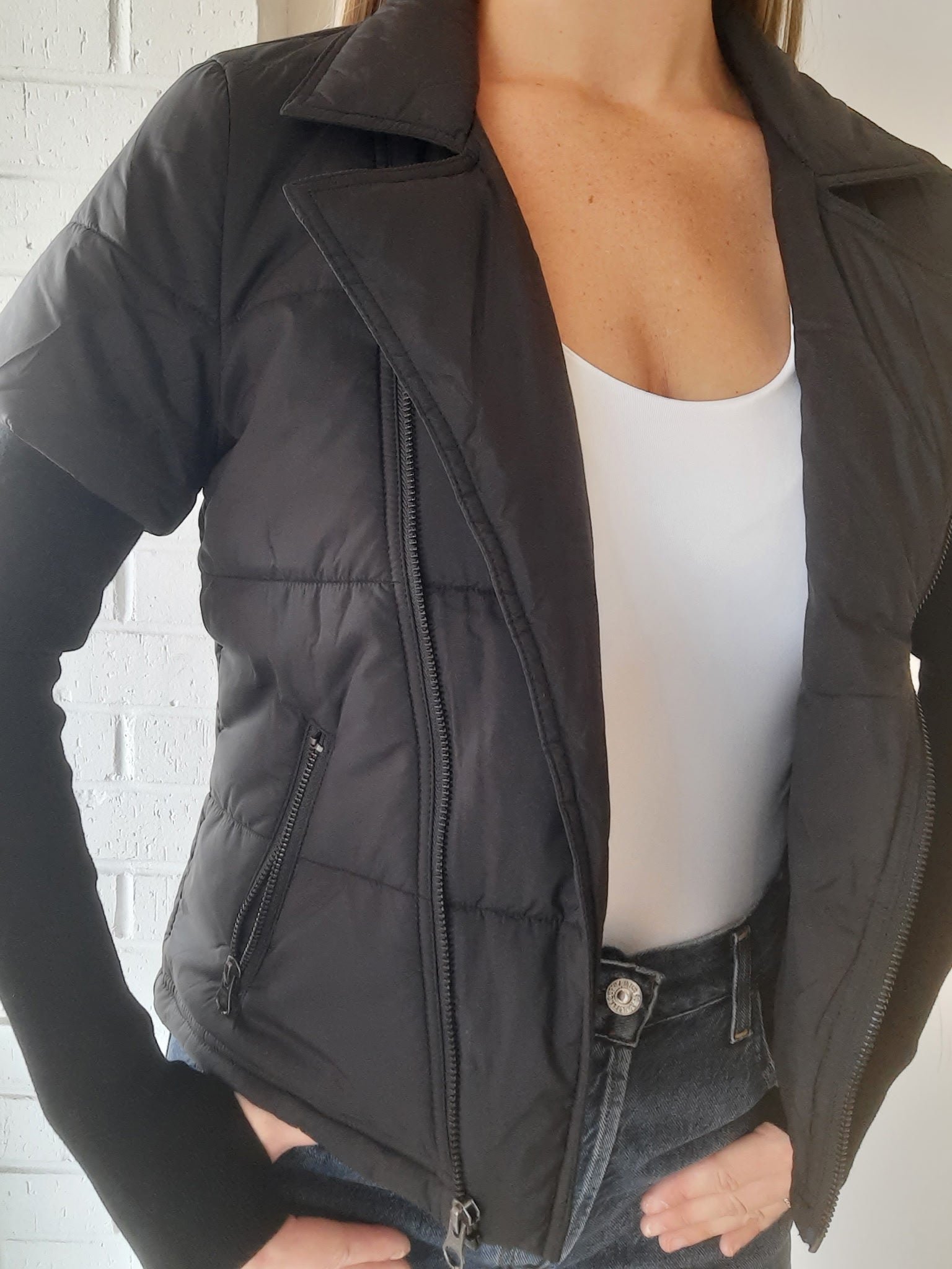 Joanna Short Sleeve Moto Sleeve Puffer - Image 3