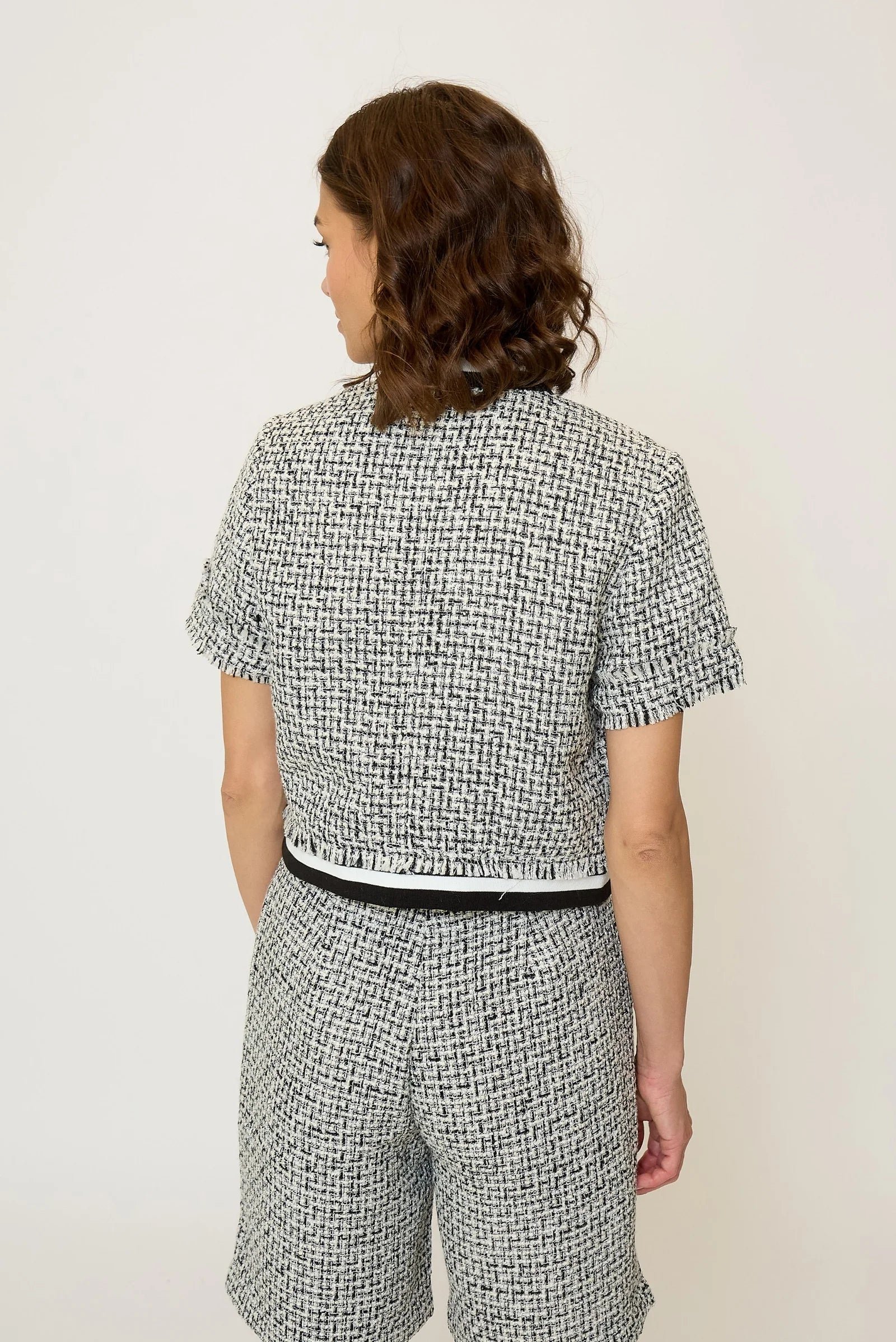 Maribel Short Sleeve Tweed Bomber - Image 3