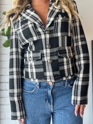 Olive Crop Plaid Jacket