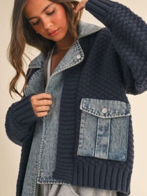 Bea Denim Contrast Sweater Jacket