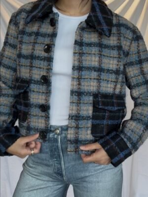 Daphne Cropped Plaid Jacket