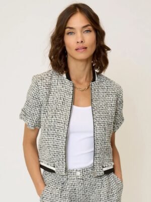 Maribel Short Sleeve Tweed Bomber